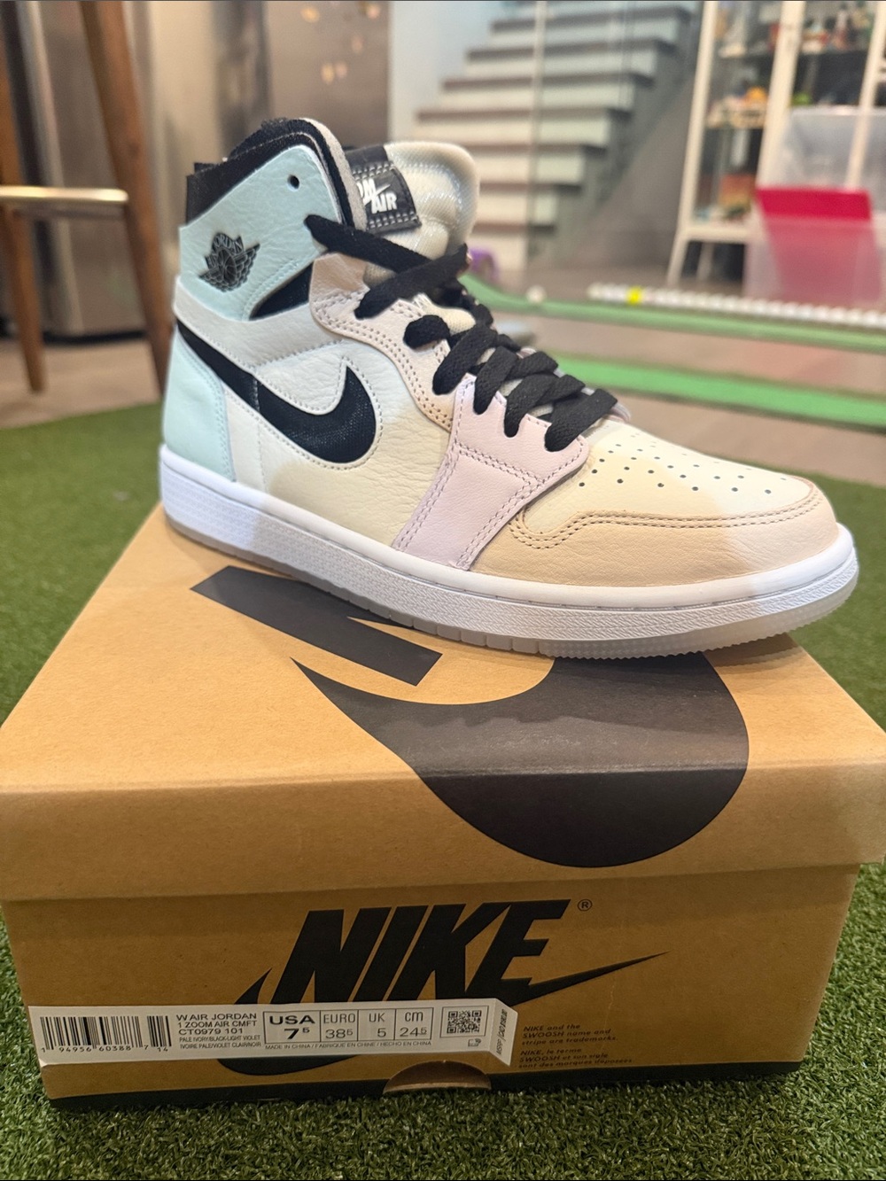 Nike Air Jordan 1 Mid Sneakers - Pastel Mint, Lavender & Cream